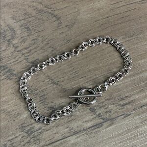 Silver Tone Chain Bracelet with Toggle Clasp